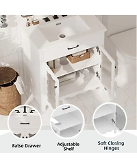 Sillysis 31"Bathroom Vanity with Sink, Tempered Glass Doors & Adjustable Storage for Small Bathrooms