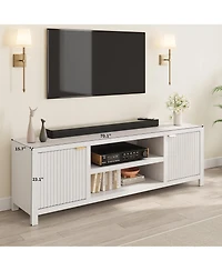 gaomon Fluted Tv Stand for 75+ Inch, Modern Entertainment Center with 2-Tier Storage & Adjustable Shelves