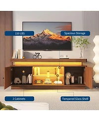 gaomon Tv Stand Entertainment Center with Storage Cabinets,Open Shelves & Power Outlets Media Tv Console Table for Up to 75" Tv