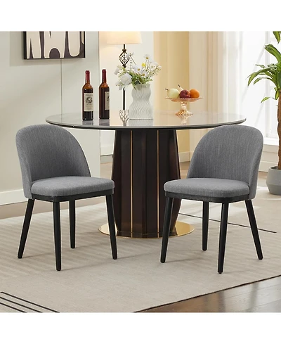 gaomon Upholstered Dining Chairs Set of 2, Fabric Chairs with Thick Cushion and Curved Back