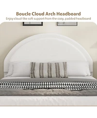 gaomon Size Bed Frame with Storage Drawers, Upholstered Boucle Platform Bed with Round Headboard, Heavy Duty & Noise Free, No Box Spring Needed