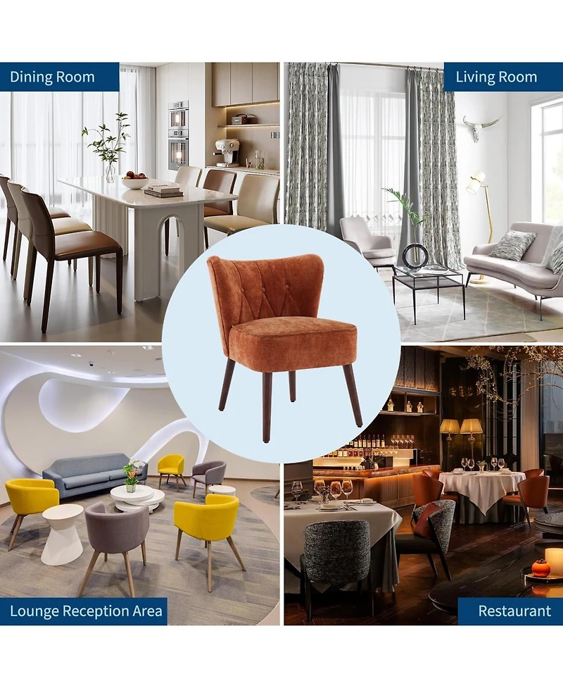 gaomon Modern Upholstered Accent Chair with Curved Back and Wood Legs