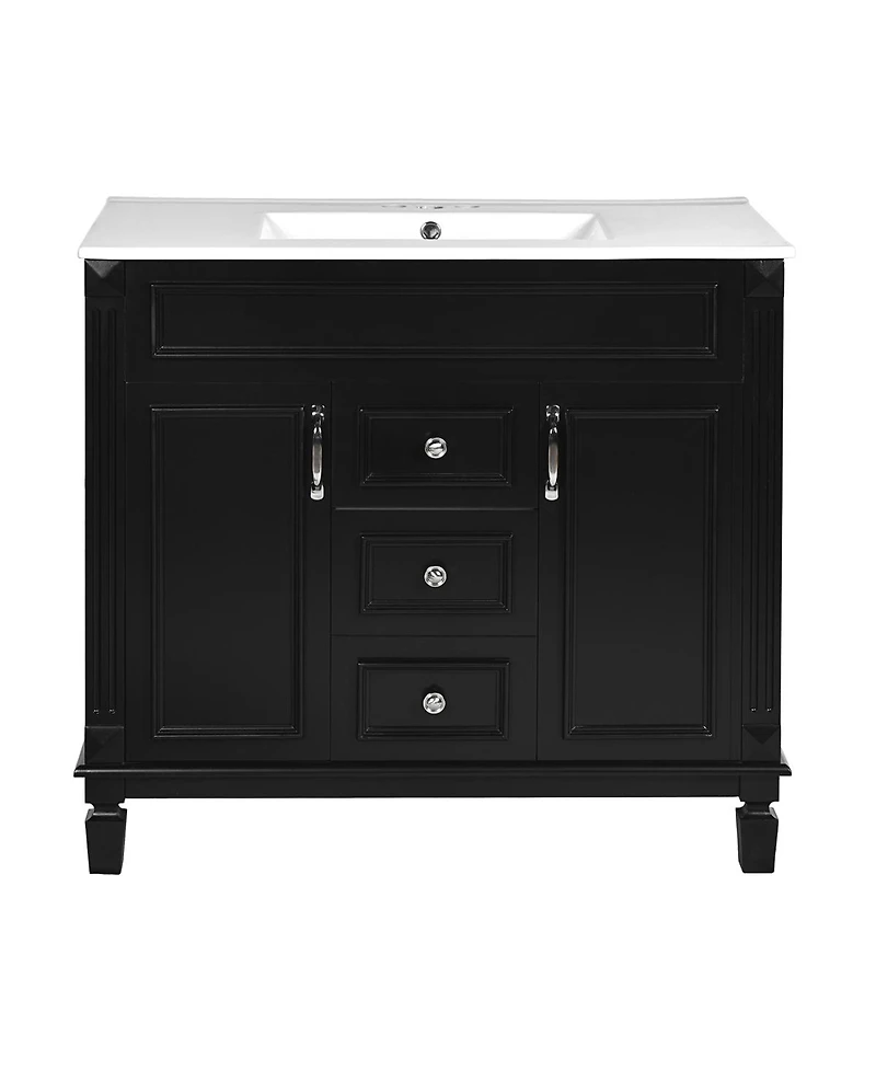 Sillysis Bathroom Vanity with Sink, Solid Wood Cabinet, Soft Close Doors and