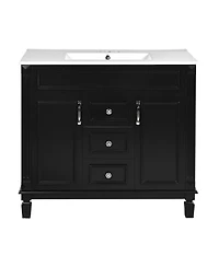 Sillysis Bathroom Vanity with Sink, Solid Wood Cabinet, Soft Close Doors and
