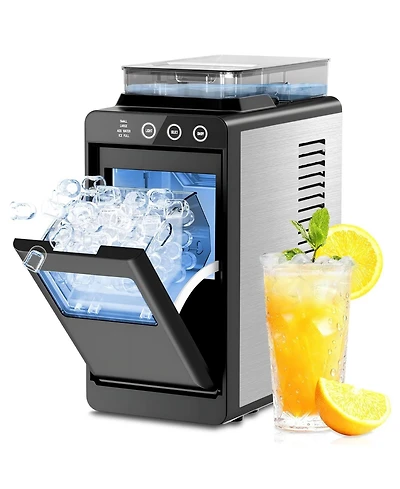 Antarctic Star Slim Stainless Steel Ice Maker, Dual Water Tanks (2L Total) & 26 lbs. Capacity