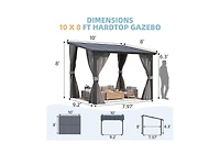 Aecojoy 10'x8' Wall Gazebo with Curtains and Mosquito Netting