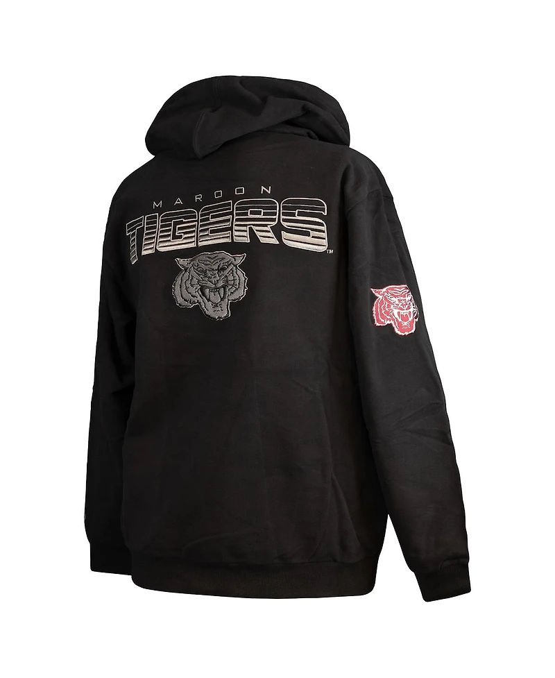 Fisll Men's Black Morehouse Maroon Tigers Puff Print Sliced Pullover Hoodie