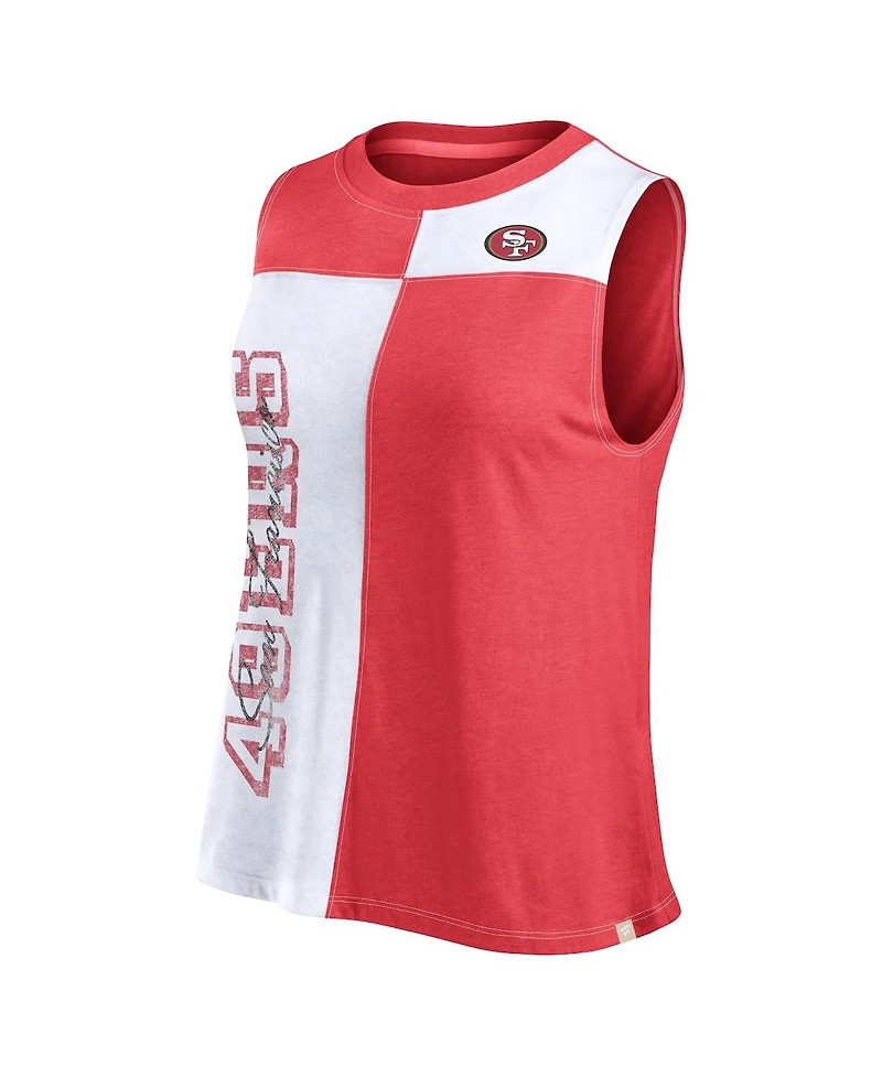 Fanatics Women's Scarlet/White San Francisco 49ers Script Color Block Tank Top
