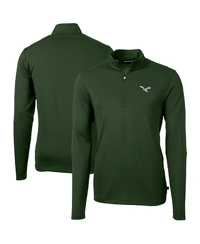 Cutter & Buck Men's Hunter Green Philadelphia Eagles Virtue Eco Pique Quarter-Zip Pullover Hoodie