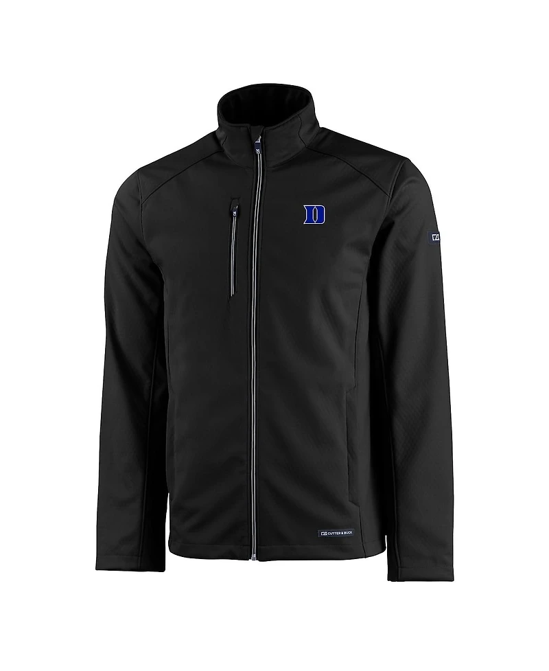 Cutter & Buck Men's Black Duke Blue Devils Evoke Eco Softshell Full-Zip Jacket