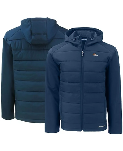 Cutter & Buck Men's Navy Denver Broncos Evoke PrimaLoft Hybrid Eco Softshell Full-Zip Hooded Jacket