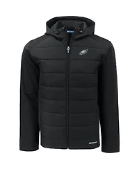 Cutter & Buck Men's Black Philadelphia Eagles Evoke PrimaLoft Hybrid Eco Softshell Full-Zip Hooded Jacket