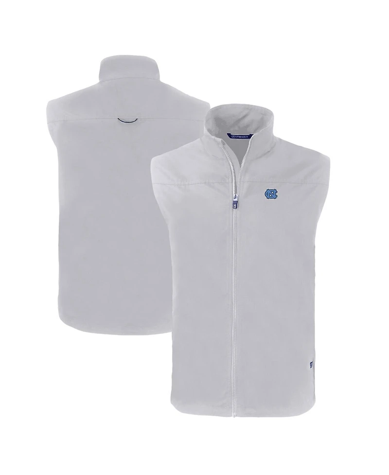 Cutter & Buck Men's Gray North Carolina Tar Heels Charter Eco Full-Zip Vest