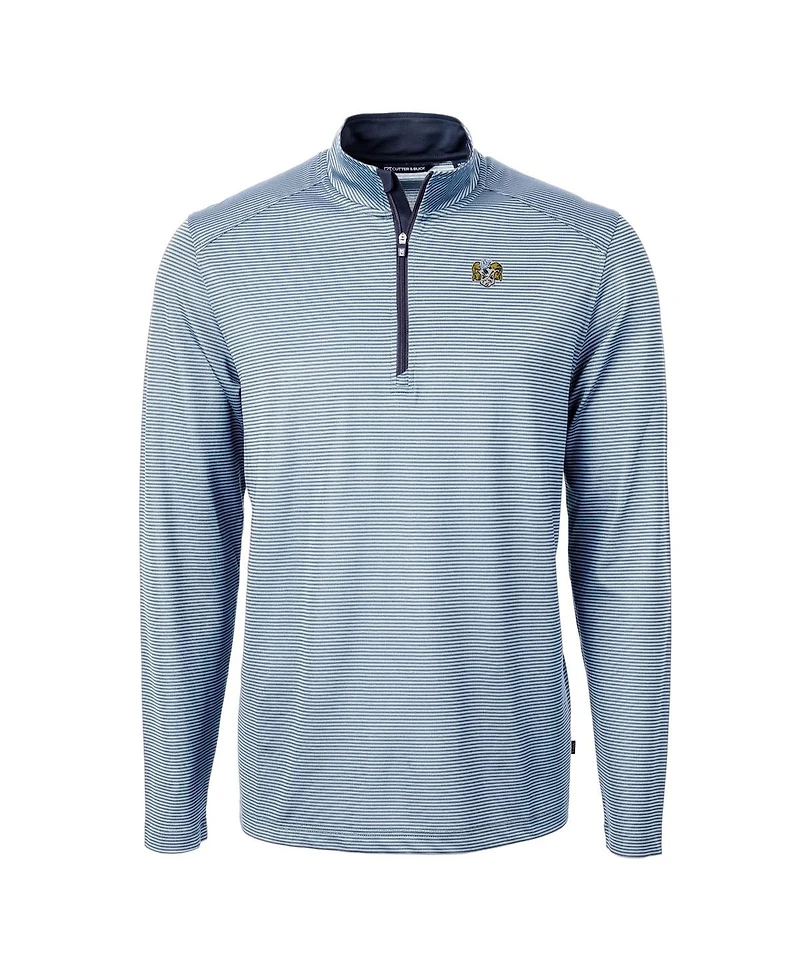 Cutter & Buck Men's Carolina Blue/Navy North Tar Heels Vault Dry Tec Virtue Eco Pique Micro Stripe Quarter-Zip Pullover Hoodie