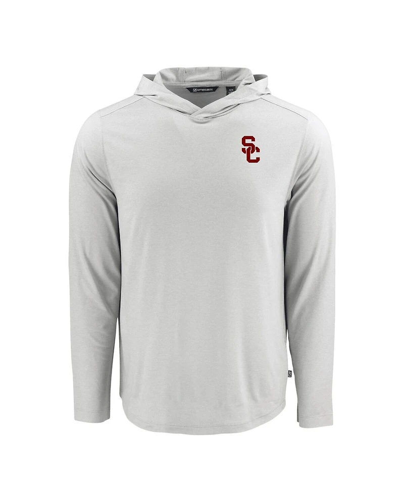 Cutter & Buck Men's Gray Usc Trojans Coastline Epic Comfort Eco Long Sleeve Hoodie