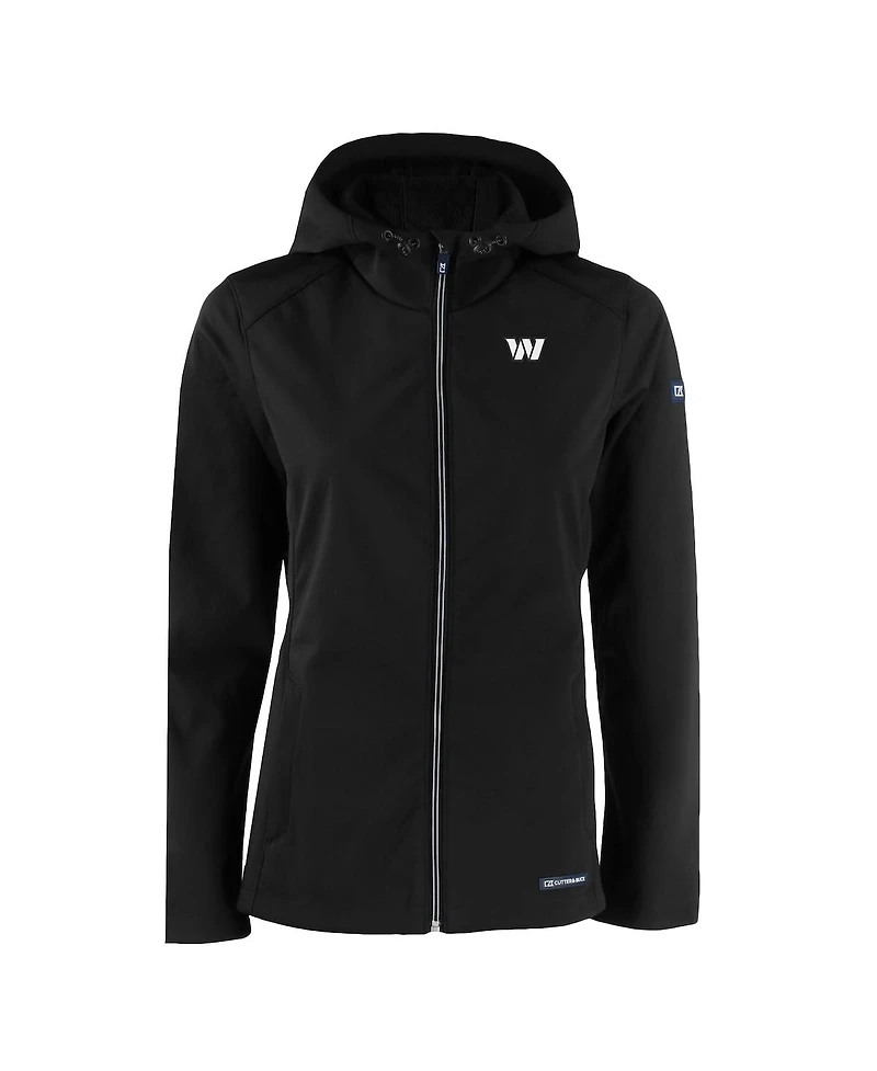 Cutter & Buck Women's Black Washington Commanders Evoke Eco Softshell Full-Zip Hoodie Jacket