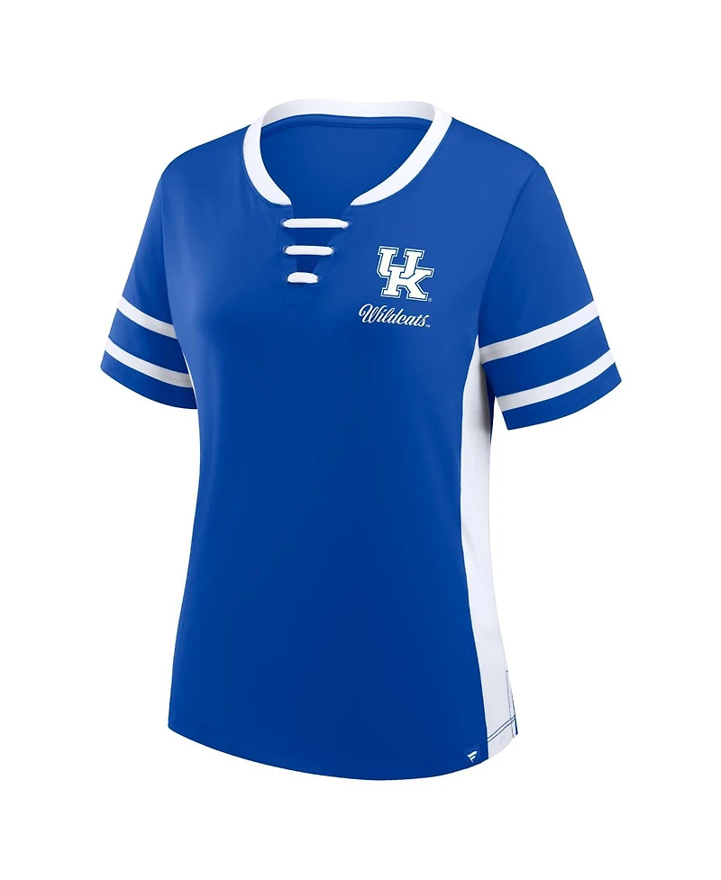 Fanatics Women's Royal/White Kentucky Wildcats Be Fearless Athena Lace-Up T-Shirt