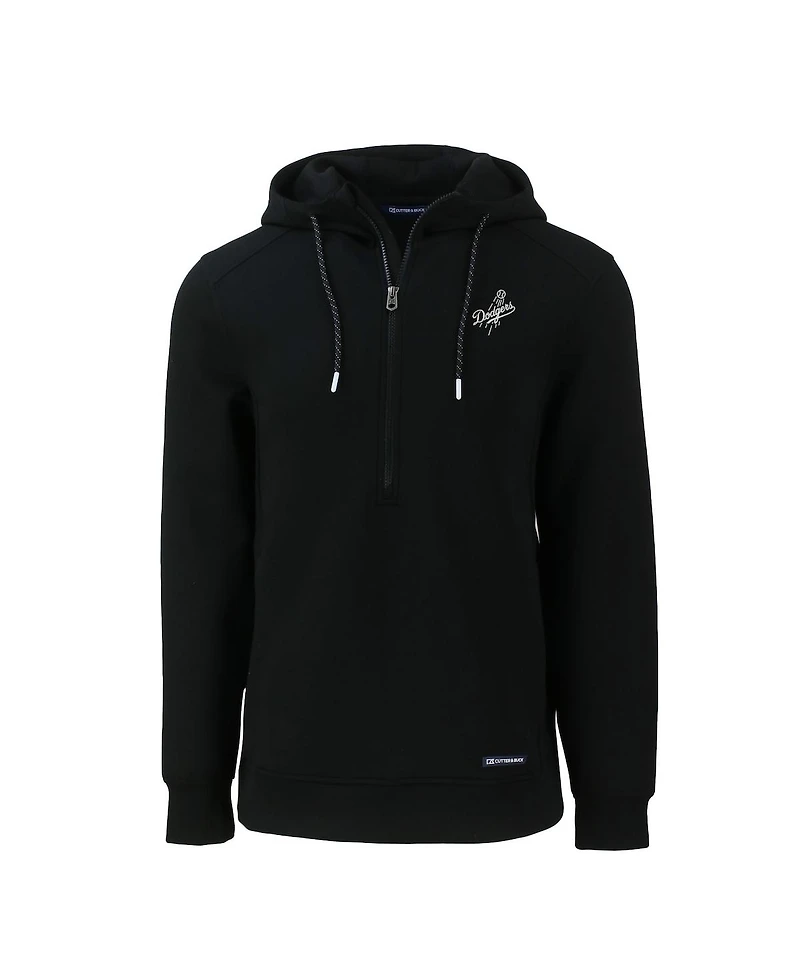 Cutter & Buck Men's Black Los Angeles Dodgers Roam Eco Tri-Blend Half-Zip Hoodie