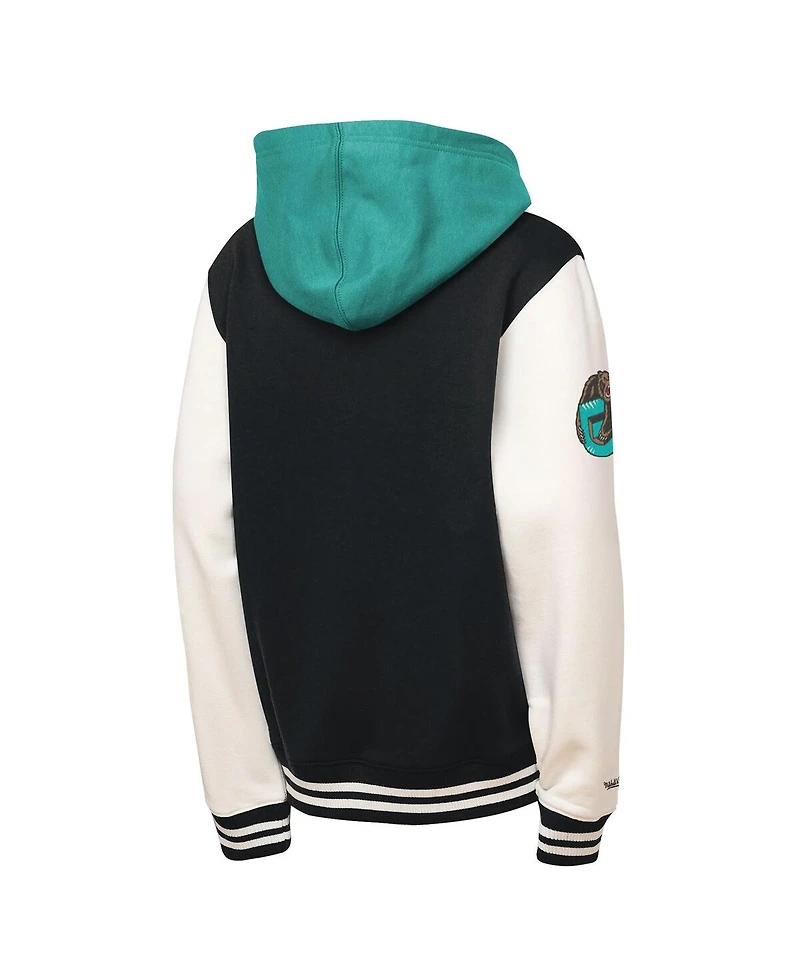 Mitchell & Ness Big Boys and Girls Black Vancouver Grizzlies Hardwood Classics Courtside Fleece Full-Snap Hooded Jacket