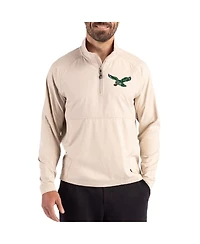 Cutter & Buck Men's Light Brown Philadelphia Eagles Adapt Eco Knit Hybrid Quarter-Zip Jacket