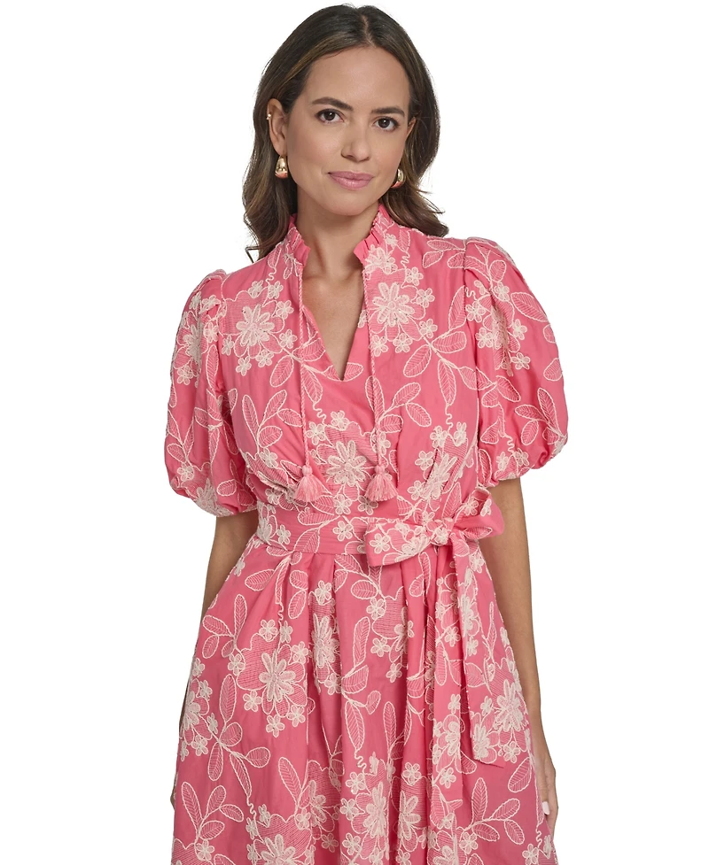 Eliza J Women's Floral Embroidery V-Neck Short Dress