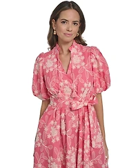 Eliza J Women's Floral Embroidery V-Neck Short Dress