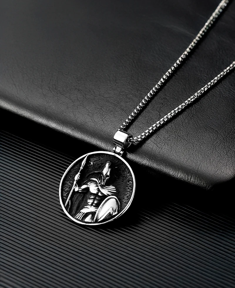 Rhona Sutton Men's Stainless Steel Spartan Pendant Necklace