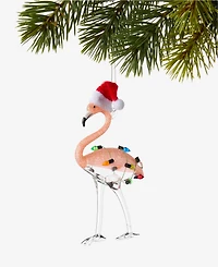 Holiday Lane Florida Santa Flamingo Glittered Ornament, Macy's Exclusive