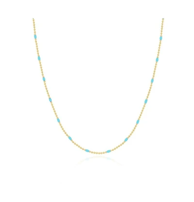 The Lovery Blue Enamel Nugget Bead Necklace 14K Gold-Plated Sterling Silver