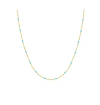 The Lovery Blue Enamel Nugget Bead Necklace 14K Gold-Plated Sterling Silver