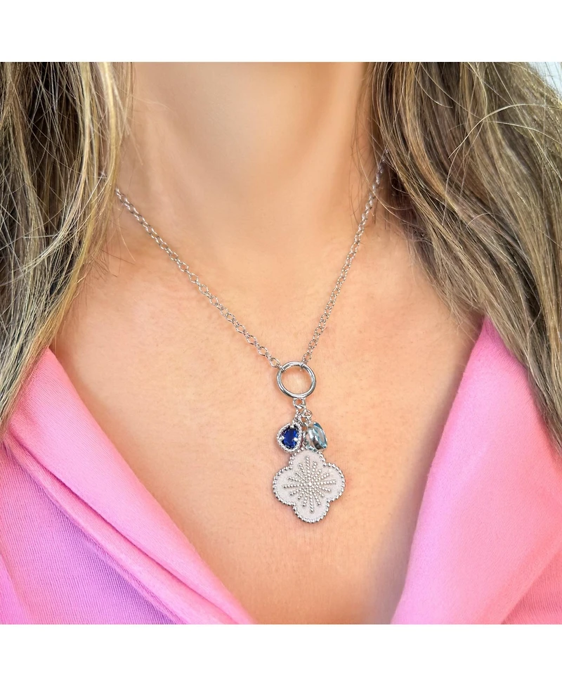 The Lovery Clover Blue Charm Necklace Sterling Silver
