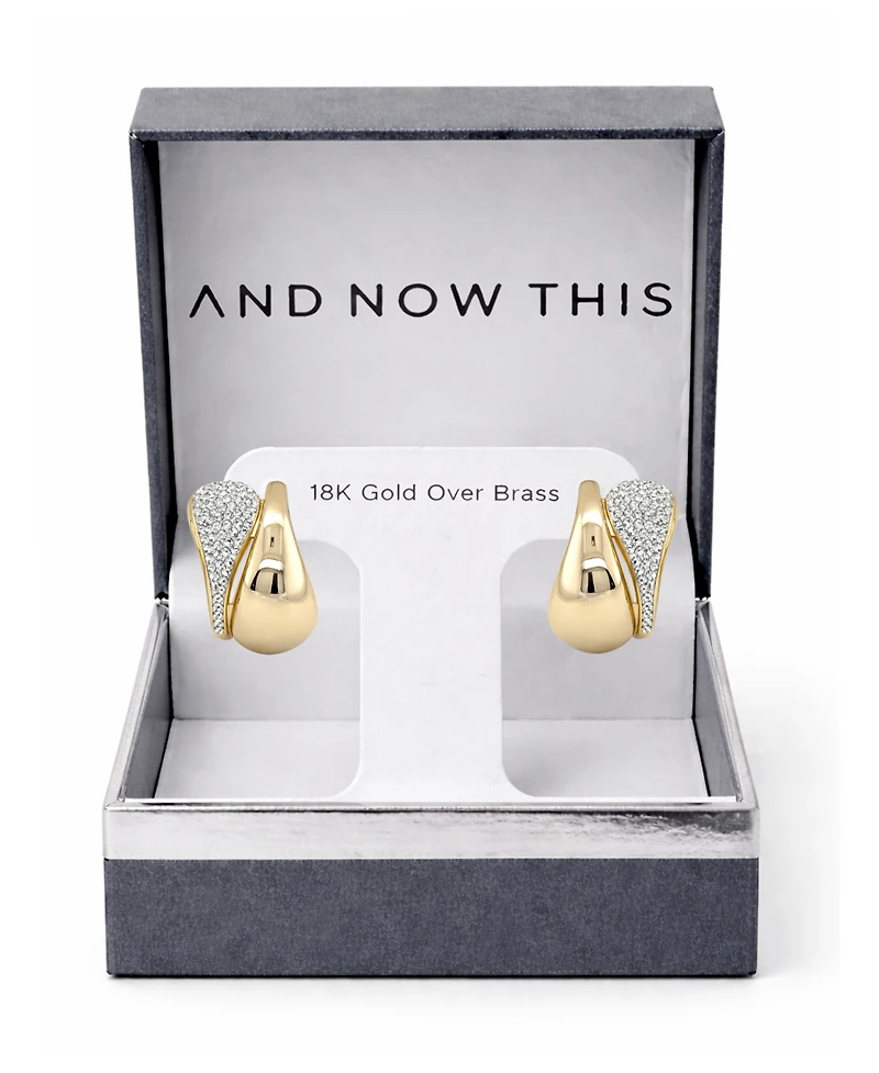 And Now This Crystal Double Teardrop C Hoop Earring