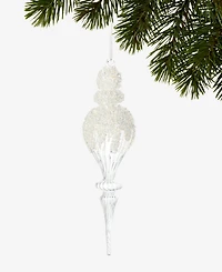 Holiday Lane Iced Delight Glass Frosted Finial Ornament, Macy's Exclusive