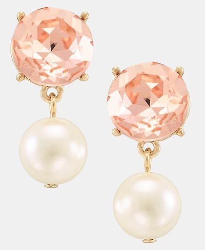 Charter Club Pink Crystal & Imitation Pearl Drop Earrings, Macy's Exclusive