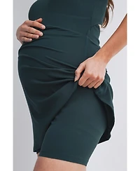 Hello Miz Maternity Ribbed Bodycon Mini Tank Dress with Built-In Shorts