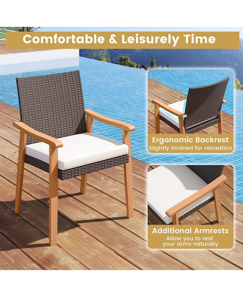 Gymax 7pieces Patio Dining Table Set with Tabletop 1.97'' Umbrella Hole Removable Cushion
