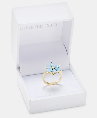 Charter Club Blue Crystal Flower Ring, Macy's Exclusive