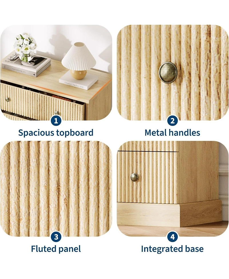 gaomon 5 Drawer Tall Dresser for Bedroom, Fluted Vertical Chest of Drawers, Wood Storage Dresser with Metal Handles