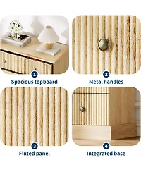 gaomon 5 Drawer Tall Dresser for Bedroom, Fluted Vertical Chest of Drawers, Wood Storage Dresser with Metal Handles