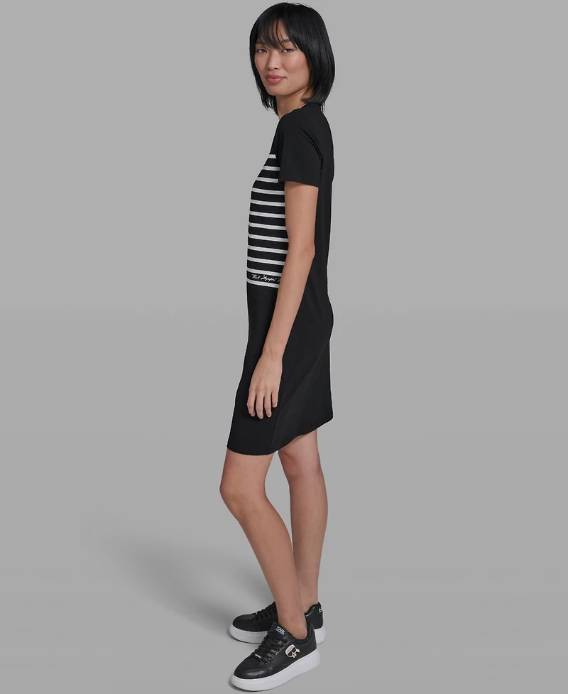 Karl Lagerfeld Paris Women's Stripe Logo Dress