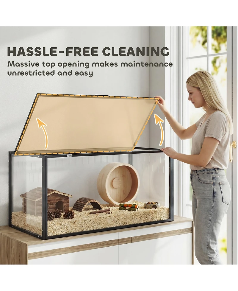 PawHut Large Acrylic Hamster Cage, Chewproof Guinea Pig Cage