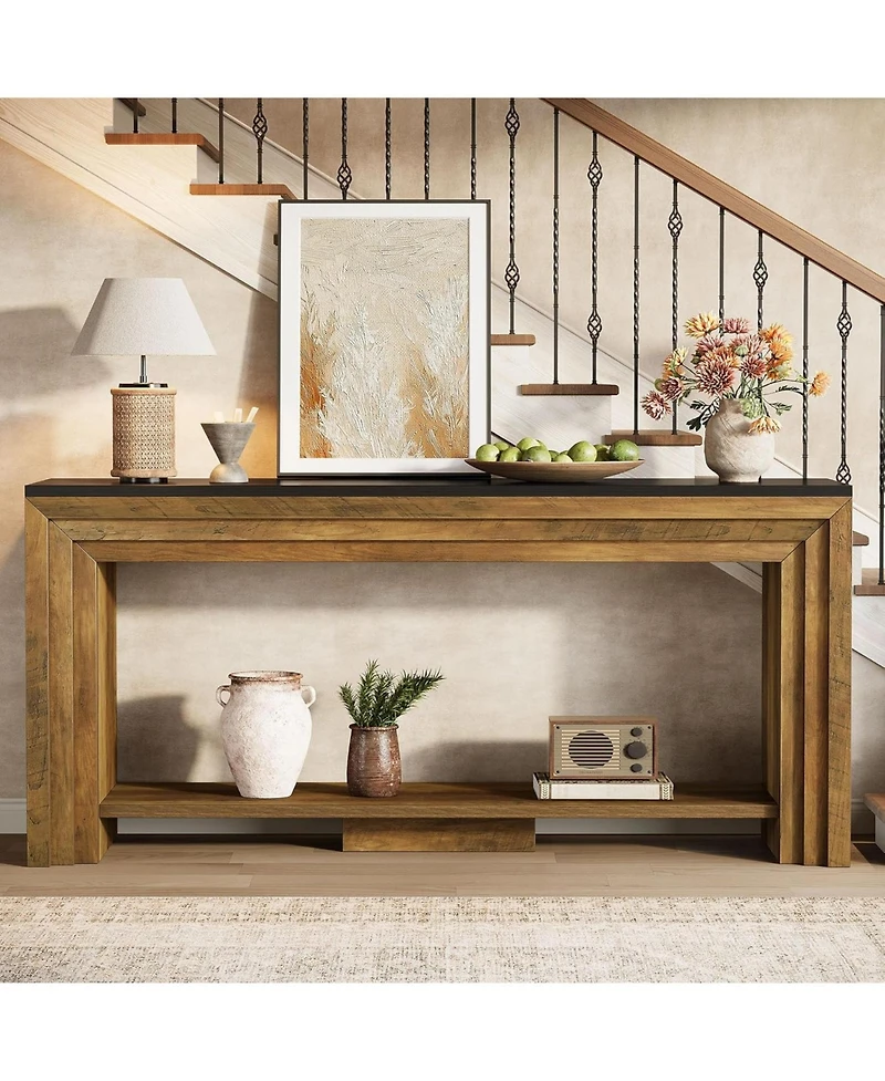 Tribesigns Long Console Table, 2-Tier Farmhouse Narrow Wooden Sofa Table for Living Room, Entryway, Hallway, Foye