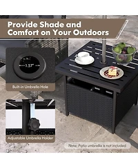 sumyeg Outdoor Patio Rattan Wicker Side Table with Steel Frame for Deck