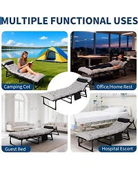 gaomon TrailBlaze Heavy-Duty Folding Camping Cot Bed for Adults – Removable Thick Mattress, Pillow & Side Pocket, Portable Oxford, 400lbs Capac