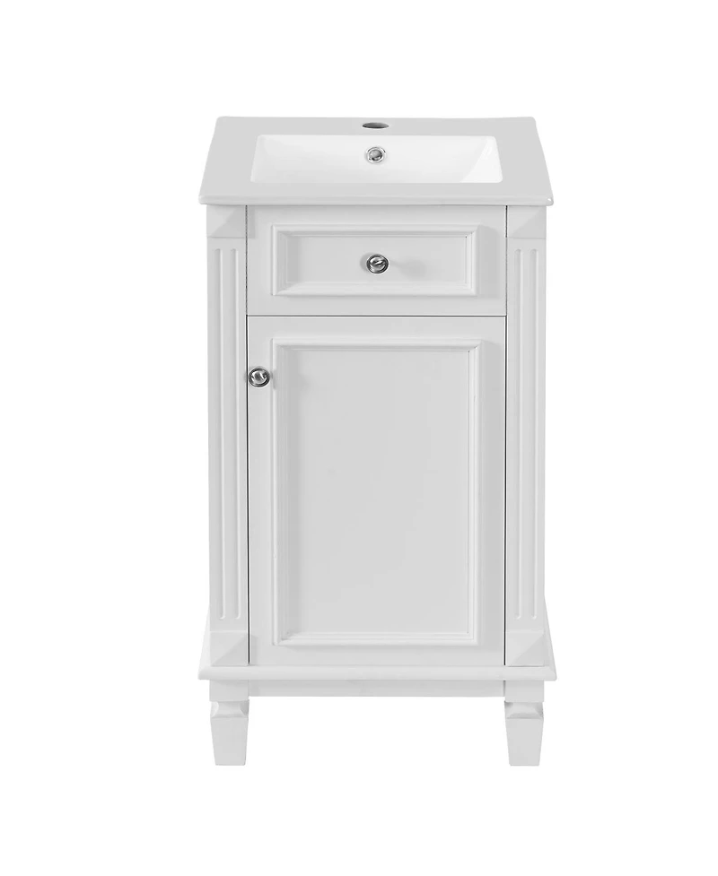 Sillysis 18" Bathroom Vanity with Sink, French Modern Freestanding Solid Wood Mdf Cabinet, Soft Close Door for Small Spaces