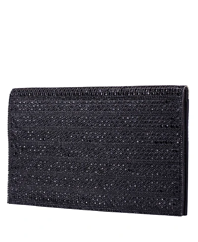 Nina Crystal Embellished Flap Slim Magnetic Snap Clutch
