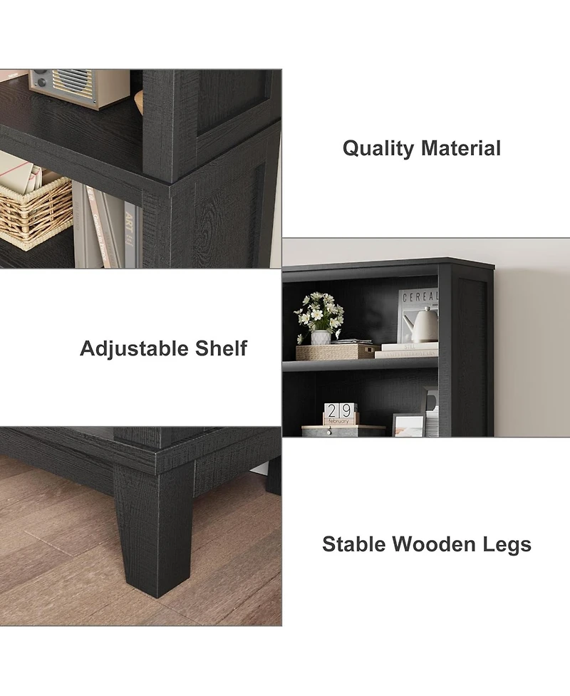 Gaomon Tall 5-Tier Farmhouse Bookcase with Adjustable Shelves, Wide, Wood Bookshelf with Wooden Legs for Living Room, Office, Library