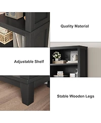 Gaomon Tall 5-Tier Farmhouse Bookcase with Adjustable Shelves, Wide, Wood Bookshelf with Wooden Legs for Living Room, Office, Library