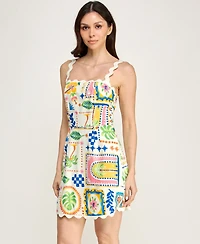 Trixxi Women's Sleeveless Ric Rac Trim Detail Slim Dress