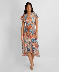 kensie Women's Printed Burnout Chiffon A-Line Dress